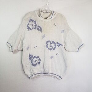 Koret Vintage Floral Knit Sweater Womens 18W Short Sleeve Cottagecore Grannycore
